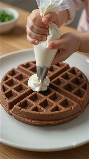 penne pasta with triple layer chocolate waffle #pasta #waffle