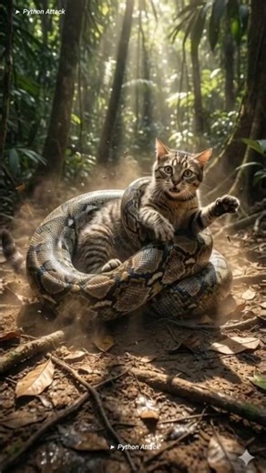 The python attacked the cat.