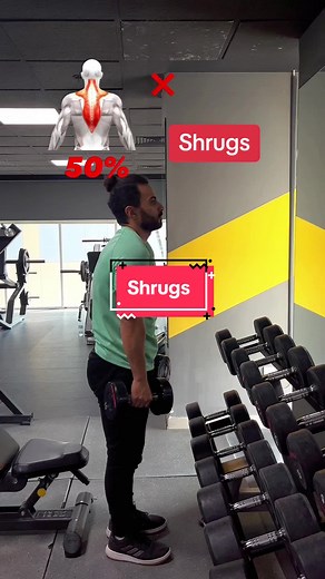 1.1M views · 4.9K reactions | Shrugs done correctly can be very effective for your upper back muscles. Remember to shrug at an angle #shrugs #upperback #backexercise #gymtime | Train Yourself | Facebook