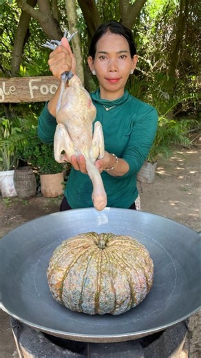 Chicken Steam in Pumpkin #cookingfood #food #junglekitchen