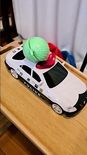 Police Car and Foos Slide into a hole #toys #policecar