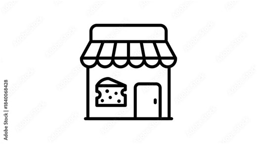 Pixel perfect animated icon of cheese shop, easy to use and download