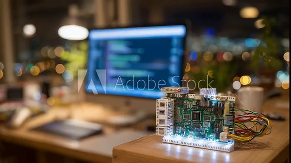 Explore a DIY home automation setup featuring a Raspberry Pi, sensors, and wiring, all softly illuminated on a desk.