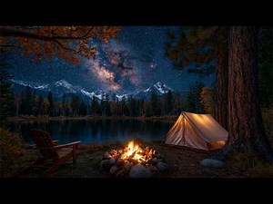 Deep Sleep Camping with Shooting Stars, Crackling Campfire, & Nature Ambience | 4K ⛺️🔥💫