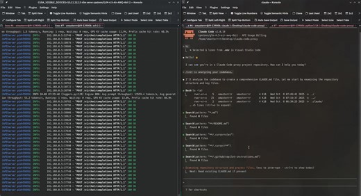 Unlimited Claude Code works with any local LLM. How much could be done on 4x RTX 3090s - vLLM serving GLM-4.5 Air on 4x RTX 3090s - Claude Code generating code docs via my proxy - 1 Python file .env handles all requests - nvtop showing live GPU load how it all works full - guide https://www.facebook.com/share/p/1NJxK956SG/?mibextid=wwXIfr | Md Ismail Sojal