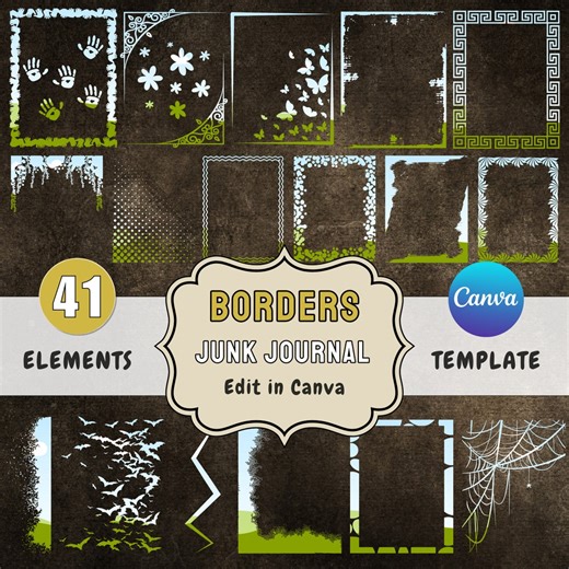 Grunge Borders: Canva Frames & Overlays for Junk Journals (digital Download) - Etsy