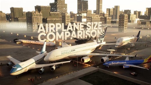 3D飞机尺寸对比：从迷你机到空中巨无霸