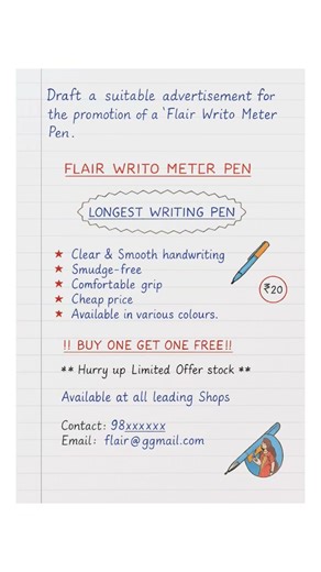 Flair Writo Meter Pen Advertisement | Creative Notice Writing | Buy 1 Get 1 Free