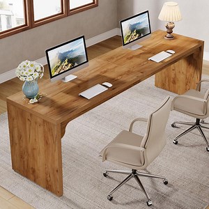 Tribesigns 78.7" Extra Long Computer Desk for 2, Large Wooden Writing Table for Home Office, Double Workstation, Brown