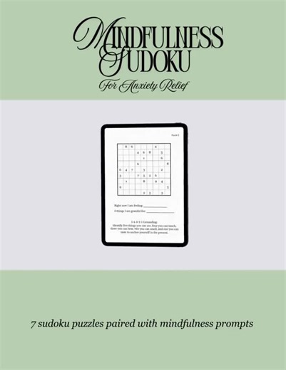 Mindfulness Sudoku – Printable Anxiety Relief Workbook | Relaxation Journal | Stress Relief Activity | Digital Download - Etsy
