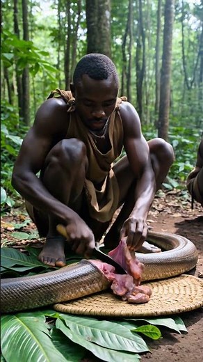GIANT PYTHON Cooked in the Wild 🔥 Hadza Tribe