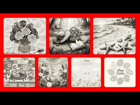 Color by Number Easter and Spring Pictures Roses Picnic Beach Sunset #coloringbook