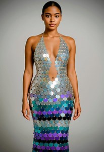 Silver Rainbow Mermaid Sequin Crochet Dress • Handmade Maxi Gown • Festival, Performance, Coachella, Concert Outfit - Etsy