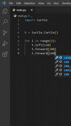 How to draw a triangle using turtle in Python #coding #python #programming #programminglanguage