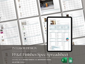 Interior Design FFE Finishes Schedule Product Specification, Furniture Finishes Fittings E-design Google Sheets Dashboard Spreadsheet - Etsy