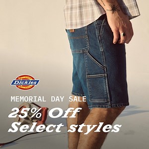 337K views | Don’t miss your chance to save up to 25% during the Memorial Day Sale. This weekend only, stock up on shorts, tees, work essentials and more. Plus, get an extra 20% off clearance styles with code SAVE20. | Dickies | Facebook