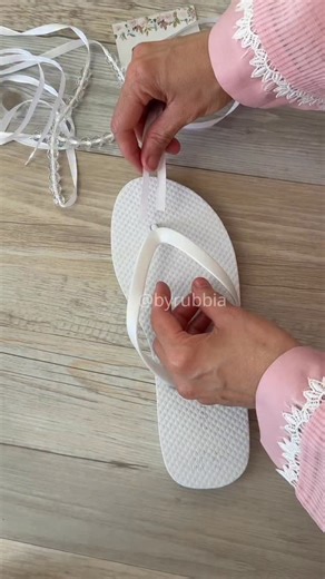 Gave my plain flip flops a little glow-up with ribbon and beads. Simple, but I love how they turned out. #fyp #byrubbia #instareels #flipflops #tutorial #giftideas #gift #makeover #ideas #diy #accessories #shoes #fashiongram #fashion #style #pearls #beads | Rubbia
