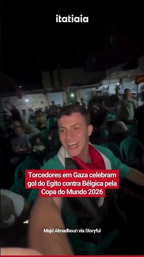 TORCEDORES EM GAZA CELEBRAM GOL DO EGITO CONTRA A BÉLGICA PELA COPA DO MUNDO 2026