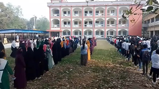 Diverse Group Waiting Outdoors in Schoolyard