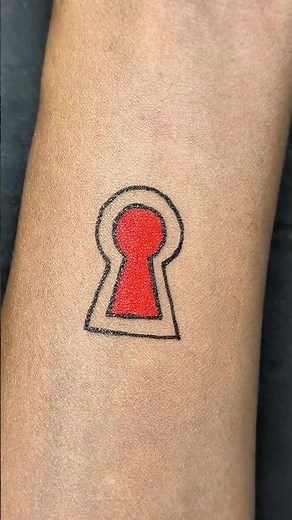 Keyhole Tattoo | Red & Black Gel Pen...#tattoo #shorts #art