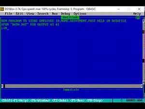Qbasic file handling (employee's id, name, post and department in a data file)