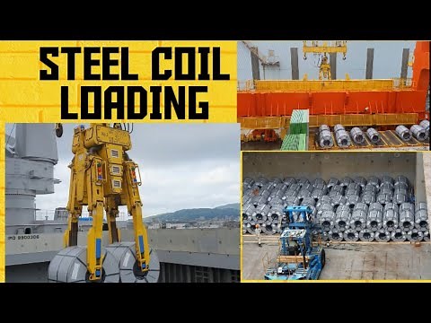 STEEL COILS LOADING IN JAPAN PORT. DUNNAGE USE, TYPE OF LASHING N COIL STOWAGE