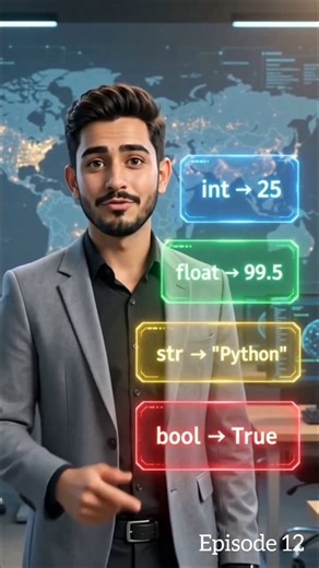 Python Data Types Explained 🐍 | int, float, str & bool | Episode 12 #shorts
