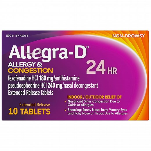 Allegra-D 24 Hour Allergy and Congestion Relief Tablets Non-Drowsy