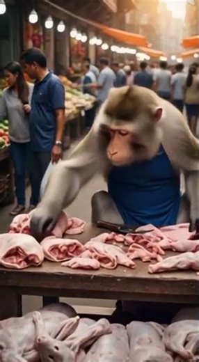 A Giant Monkey Sells Rabbit Meat | Shocking Exotic Food Market
