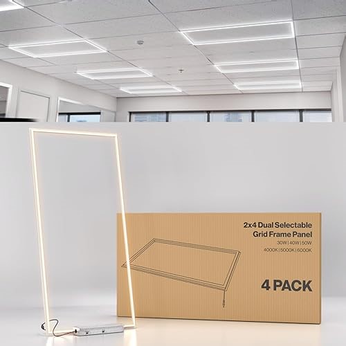Sunco Edge-Lit Frame LED Panel Lights, 2x4 Drop Ceiling Flat Light Fixtures, 5500 LM, Selectable Feature, 30W/40W&#