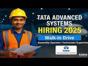TATA Advanced Systems Walk-In 2025 | ITI, Diploma, BE/B.Tech | Chennai Drive | RAMAN CAREER CONNCT