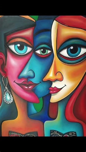 This artwork is created in a contemporary Cubist style with a conceptual and emotional approach #art