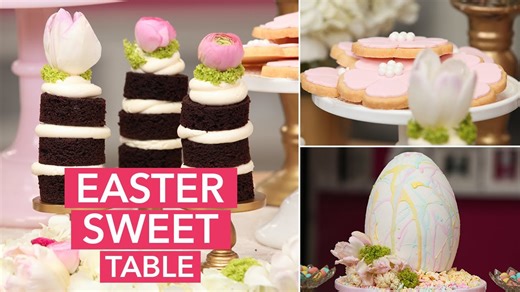 How To Make A Mini Sweet Table for EASTER with Sugar Cookies and Naked Chocolate Cakes!