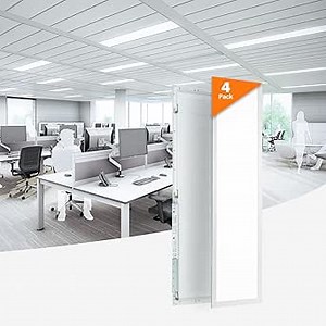 4 Pack 1x4 LED Flat Panel Light for Drop Ceiling, 0-10V Dimmable, 20/30/40W Selectable, 3000K/4000K/5000K Switchable, 120-277V, 4400LM