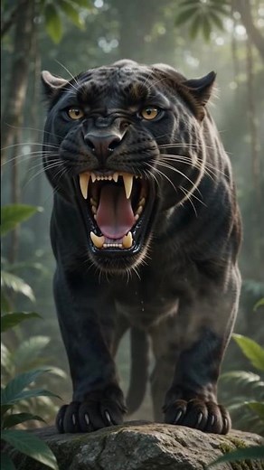 Black Panther Roaring in the Dark Jungle | Cinematic Wildlife AI Video | Ultra Realistic 4K#viral