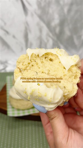 Lemon Cream Cheese Cookies🍋 #lemoncookies #recipe #creamcheesefrosting #springbaking