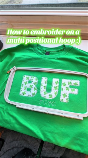 Embroidering on a multi-positional hoop! 🍀 💌 DM for inquiries or questions! #smallbusiness #embroiderytutorial #embroidery #stpaddysday #diy
