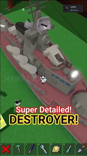 Roblox Build a Boat for Treasure Realistic Destroyer Warship Launched Missile #roblox #babft