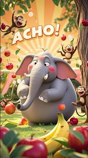 The Sneezing Elephant🐘Who Blew Everyone Away😂Funny Kids story #elephant #monkey #shorts #animation