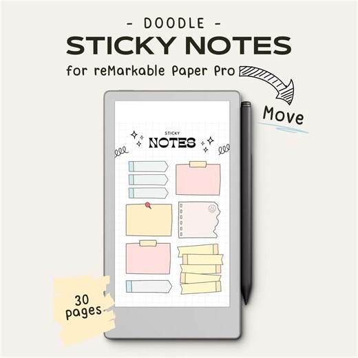 Doodle Sticky Notes for Remarkable Paper Pro Move | Memo Notes | Remarkable Notes | Digital Notes for Paper Pro Move | Remarkable Notebook - Etsy