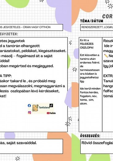 🧠 TanKaland Tipp – Cornell-jegyzet 💡