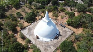Buddisht Stupa in Sri Lanka Original Footage | Circle around the Stupa in air | Drone footage of Sri Lankan Buddhist Temple