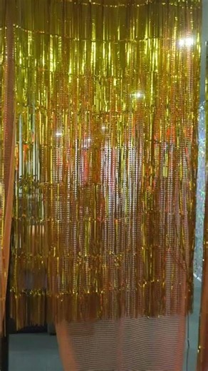 Gold Tinsel Curtain & Sequin Fabric Backdrop | MELOOOD Event Setup
