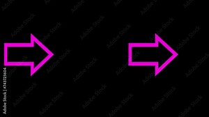 Seamless loop arrow animation. Blinking directional arrow animation, Animated pink arrow from left to right on black background. Stock Video