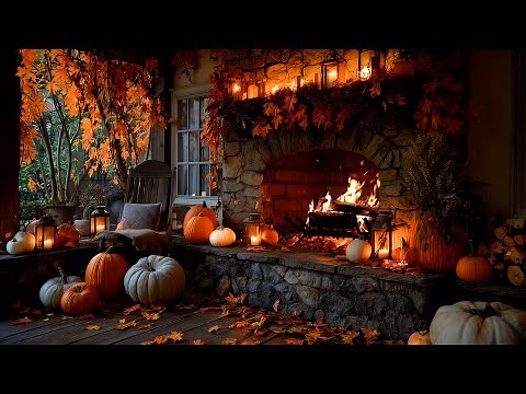 4K Autumn Fireplace 12 Hrs🔥 Cozy Crackling Fire Atmosphere with Burning Logs [No Music]
