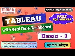 TABLEAU with Real Time Dashboard tutorials || Demo - 1 || by Mrs. Divya On 17-03-2025 @8PM IST