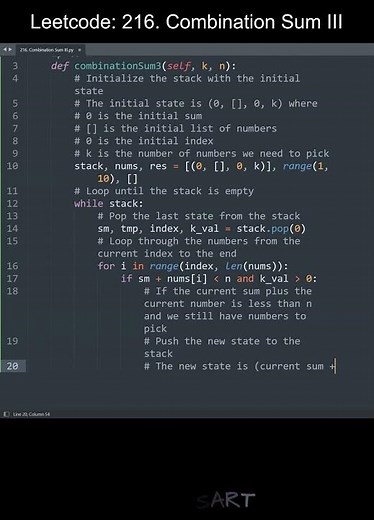 Leetcode 216. Combination Sum III in Python | Python Leetcode | Python Coding Tutorial | Python ASMR