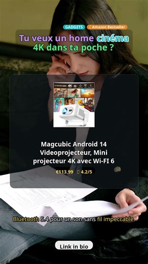 Un projecteur 4K compact qui change tout. La qualité pro partout chez toi. #Gadgets #HomeCinema #4KP