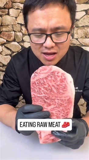 Steak Channel on Instagram: "Eating raw meat. Is it normal or not? 🥩🤔 In this content, you see someone eating raw wagyu with the highest grade (A5). There is a lot of debate about consuming raw meat. Some people consider it normal, while others think it’s not. However, the reality is that many cuisines use raw meat as their main ingredient. Steak tartare, carpaccio, carne salada, hackepeter, and many more. Of course, there is ongoing debate about whether eating raw meat is safe or not. What do