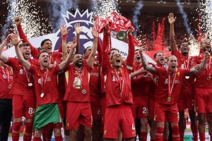 All the best photos as Liverpool lift the Premier League trophy for the first time ever in front of fans